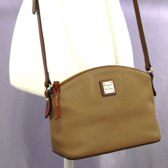 Dooney & Bourke Pebble Grain Crossbody Bag Tan Leather Adjustable Strap - Picture 1 of 13